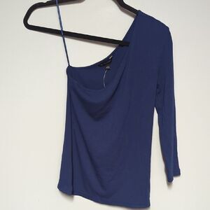 Banana Republic Blue Asymmetrical Blouse with Long Sleeves